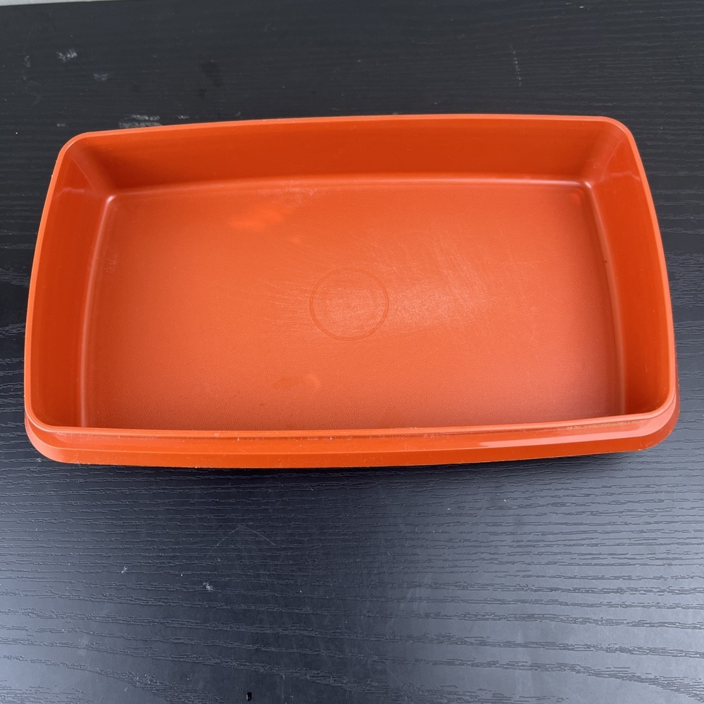Vintage Tupperware 816-12 Burnt Orange Rectangular Deli Storage Container